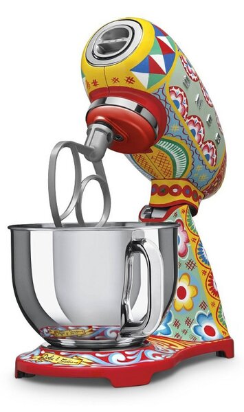 Планетарен миксер SMEG Dolce & Gabbana SMF03DGEU, 800 W, 4.8 л, 10 скорости, Функция за плавен старт, Крачета против хлъзгане, Многоцветен