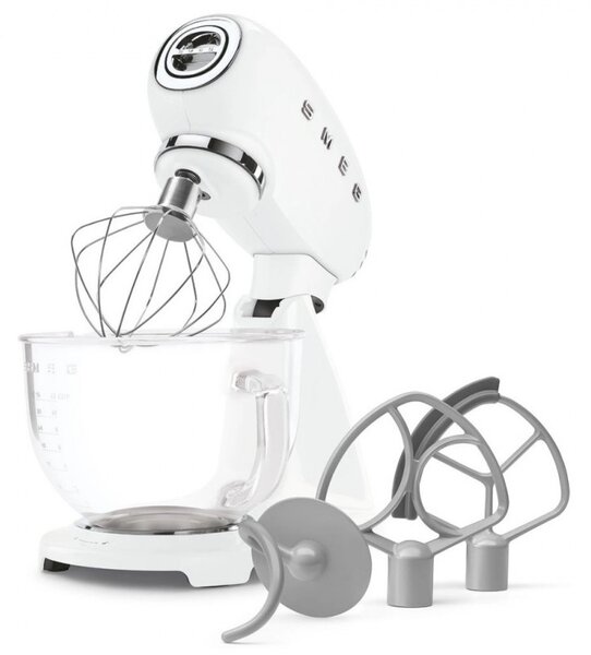 Планетарен миксер SMEG SMF15WHEU, 1000 W, 4.8 л, 10 скорости, Директно задвижване, Крачета против хлъзгане, Бял