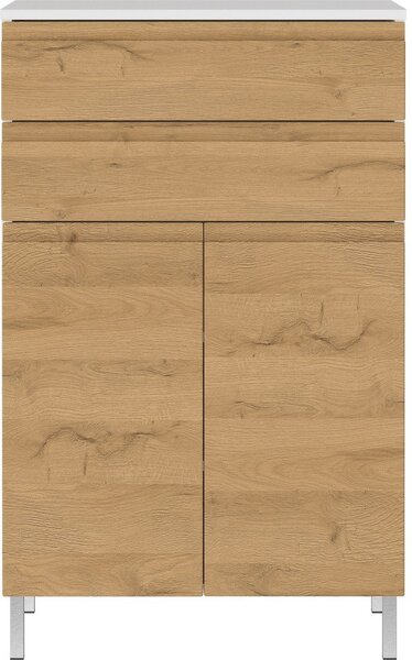 Бял нисък шкаф за баня в дъб 60x97 cm Torrance - Germania