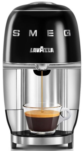 Еспресо машина за капсули SMEG Lavazza A Modo Mio LM200, 1250 W, 10 bar, 0.9 л, Бързо загряване, Черен
