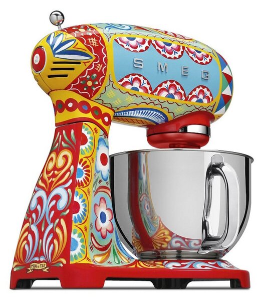 Планетарен миксер SMEG Dolce & Gabbana SMF03DGEU, 800 W, 4.8 л, 10 скорости, Функция за плавен старт, Крачета против хлъзгане, Многоцветен