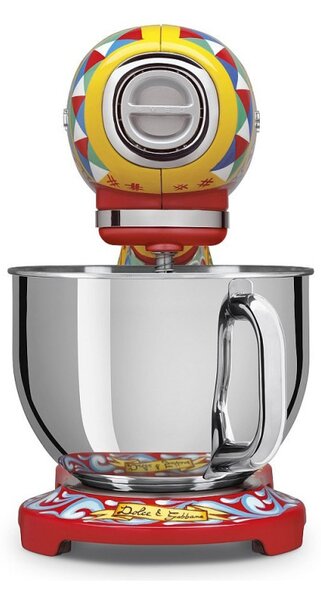 Планетарен миксер SMEG Dolce & Gabbana SMF03DGEU, 800 W, 4.8 л, 10 скорости, Функция за плавен старт, Крачета против хлъзгане, Многоцветен