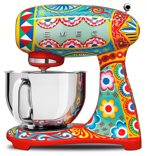 Планетарен миксер SMEG Dolce & Gabbana SMF03DGEU, 800 W, 4.8 л, 10 скорости, Функция за плавен старт, Крачета против хлъзгане, Многоцветен