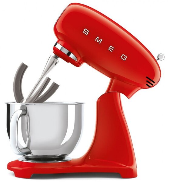 Планетарен миксер SMEG SMF03RDEU, 800 W, 4.8 л, 10 скорости, Функция за плавен старт, Крачета против хлъзгане, Червен