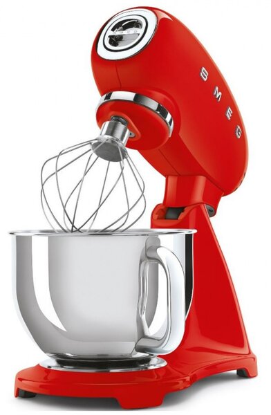 Планетарен миксер SMEG SMF03RDEU, 800 W, 4.8 л, 10 скорости, Функция за плавен старт, Крачета против хлъзгане, Червен