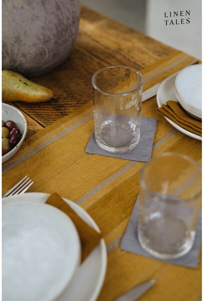 Ленена покривка 200x200 cm Amber Bronze Stripes – Linen Tales