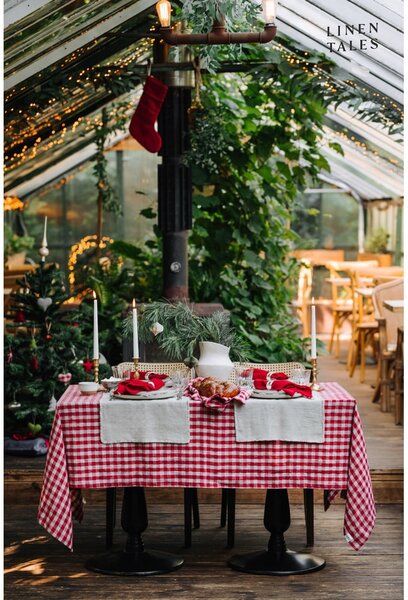 Ленена покривка за маса 140x140 cm Red Gingham – Linen Tales