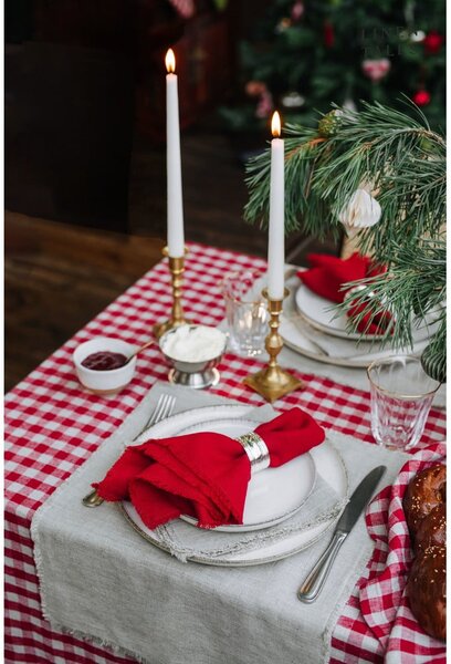 Ленена покривка за маса 140x140 cm Red Gingham – Linen Tales