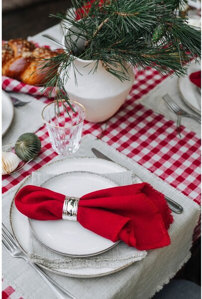 Ленена покривка за маса 140x140 cm Red Gingham – Linen Tales