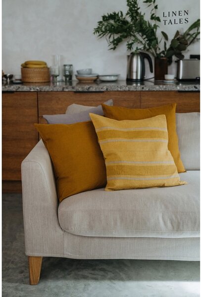 Ленена калъфка за възглавница 40x40 cm Amber Bronze Stripes – Linen Tales