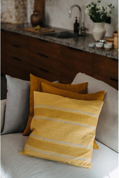 Ленена калъфка за възглавница 40x40 cm Amber Bronze Stripes – Linen Tales