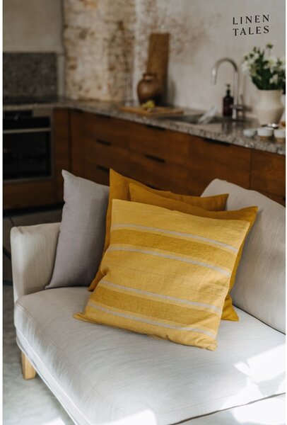 Ленена калъфка за възглавница 40x40 cm Amber Bronze Stripes – Linen Tales
