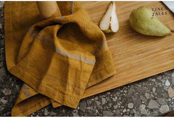Ленена кърпа за съдове 65x65 cm Amber Bronze Stripes – Linen Tales