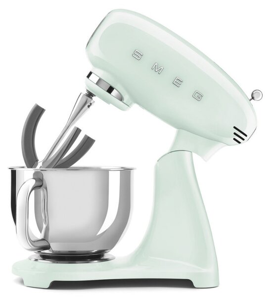 Планетарен миксер SMEG SMF03PGEU, 800 W, 4.8 л, 10 скорости, Функция за плавен старт, Крачета против хлъзгане, Пастелно зелен