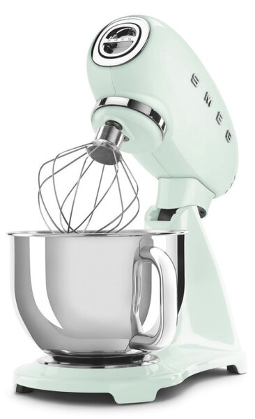 Планетарен миксер SMEG SMF03PGEU, 800 W, 4.8 л, 10 скорости, Функция за плавен старт, Крачета против хлъзгане, Пастелно зелен