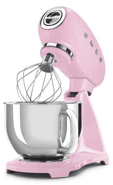 Планетарен миксер SMEG SMF03PKEU, 800 W, 4.8 л, 10 скорости, Функция за плавен старт, Крачета против хлъзгане, Розов