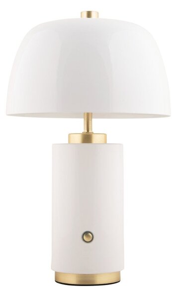 Бяла LED затъмняваща се настолна лампа с метален абажур (височина 30 cm) Freya – Leitmotiv