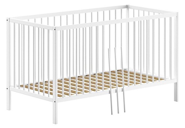 Бяло детско креватче 70x140 cm от масивен бор DINO – Vipack