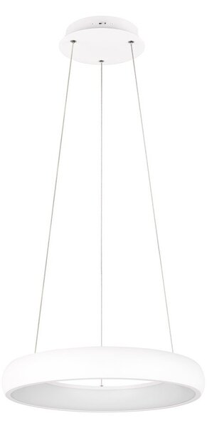 Бяло LED затъмняващо се висящо осветително тяло с метален абажур ø 46 cm Cardona – Trio