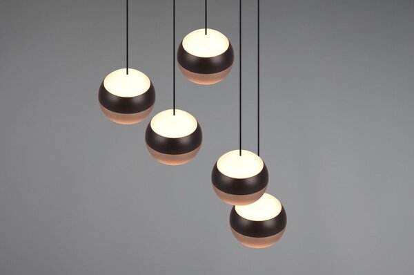 LED висящо осветително тяло с метален абажур ø 30 cm в черно-меден цвят Orbit - Trio Select