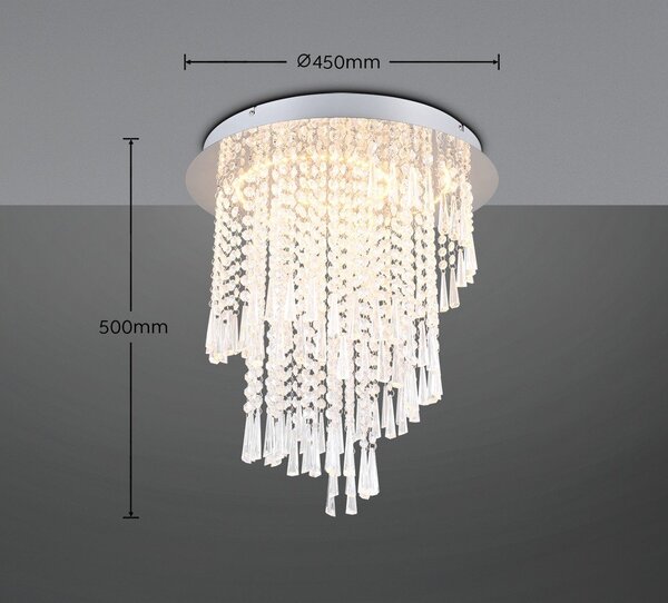 LED осветително тяло за таван в сребристо ø 45 cm Pomp - Reality