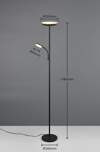 Черна LED подова лампа (височина 178 cm) Specter – Reality