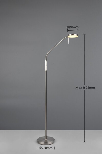 LED подова лампа сребърна (височина 160 cm) Moreno – Reality