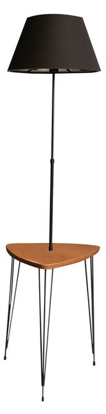 Черна и естествена подова лампа с текстилен абажур (височина 147 cm) – Opviq lights