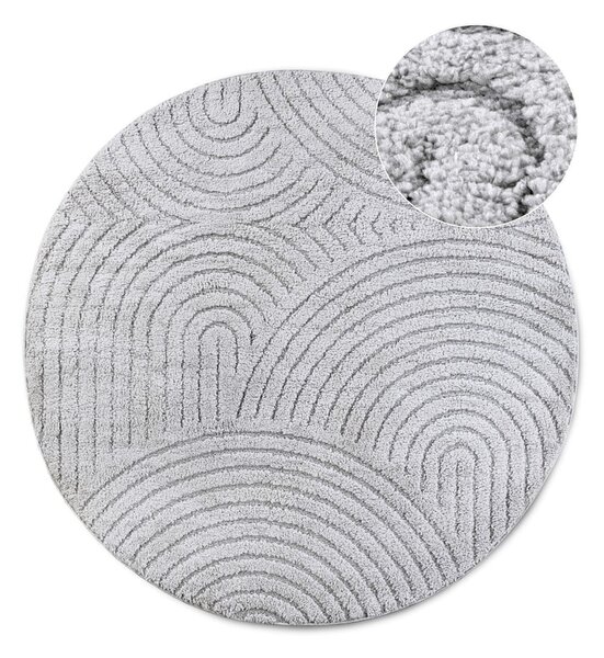 Светлосив кръгъл килим ø 160 cm Panglao New York Light Grey – Elle Decoration