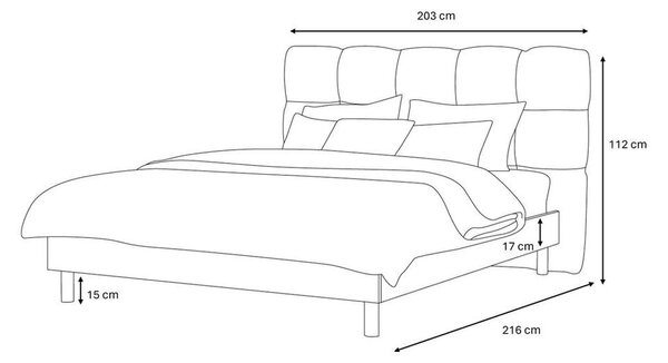 Светлосиво двойно тапицирано легло с включена подматрачна рамка 180x200 cm Kumo – Bobochic Paris