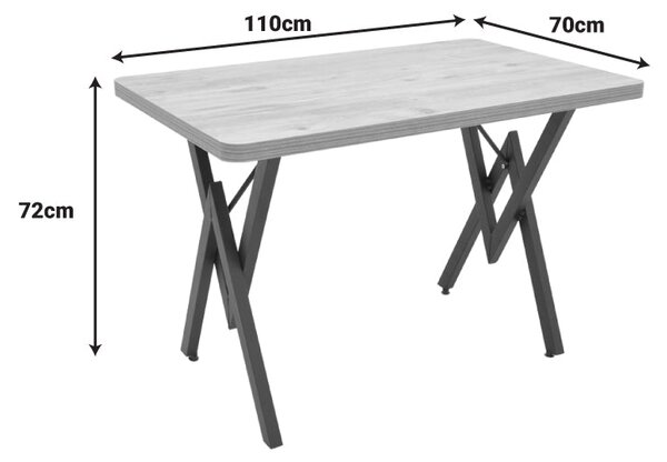Маса VERTEX дъб с черни метални крака 110x70x72см