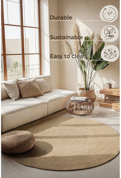 Двустранен ютен кръгъл килим в цвят слонова кост ø 100 cm Braided – Hanse Home