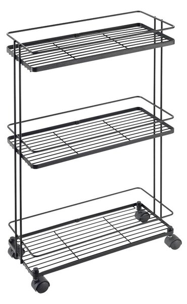 Матово черен стоманен подвижен стелаж 38x62x16 cm Lava – Metaltex