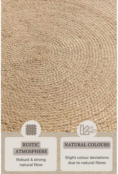 Двустранен ютен кръгъл килим в цвят слонова кост ø 100 cm Braided – Hanse Home