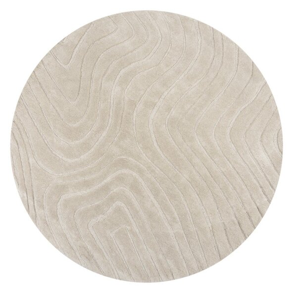 Кремав ръчно изработен вълнен кръгъл килим ø 160 cm Mesmerise Natural – Flair Rugs