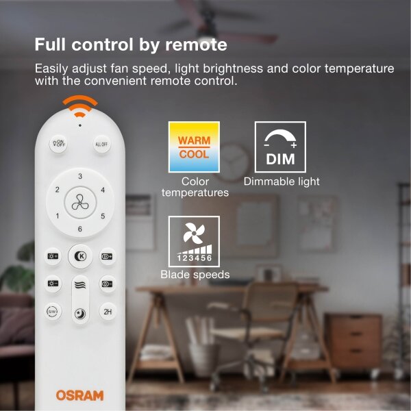 Osram - димируемо LED осветително тяло с вентилатор SOLANO LED/26W/230V 3000/4000/6500K + ДУ