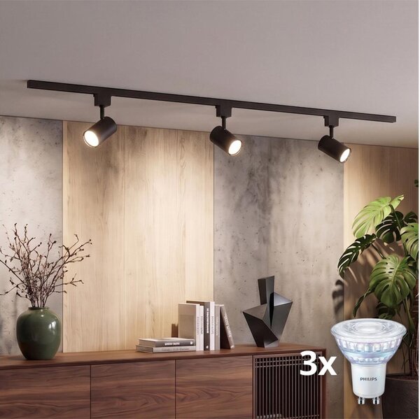 Philips - LED димируемо точково осветително тяло за релсова система EASYLINK, 3x GU10/6,2W/230V, 1 m, черно