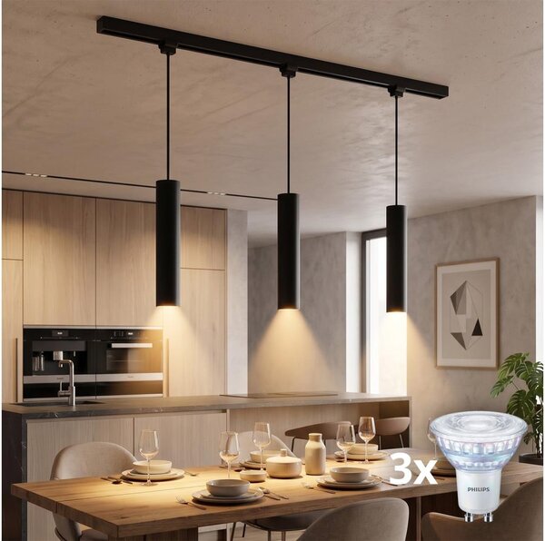 Philips-LED Димируем полилей на кабел за шинна система EASYLINK 3xGU10/6,2W/230V 1m черен