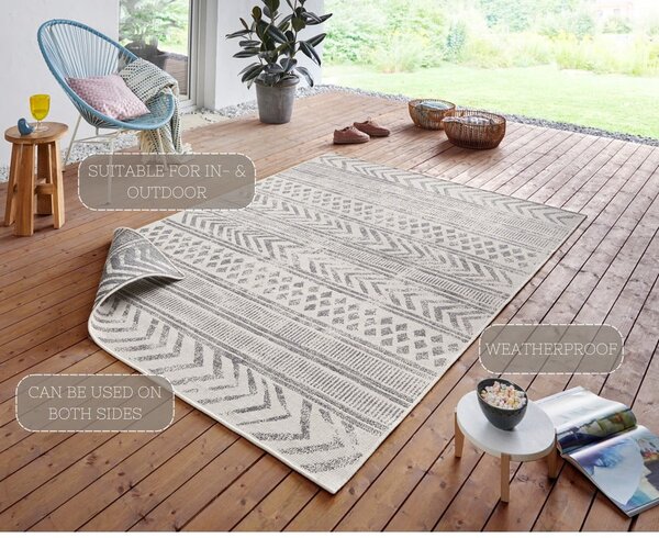 Сив и кремав килим за открито , 80 x 150 cm Biri - NORTHRUGS