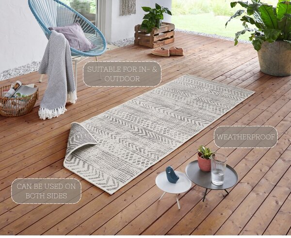 Сив и кремав килим за открито , 80 x 250 cm Biri - NORTHRUGS