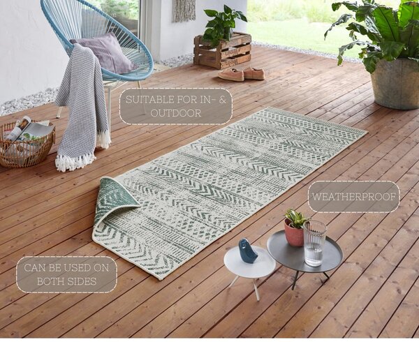 Зелен и кремав килим за открито , 80 x 350 cm Biri - NORTHRUGS