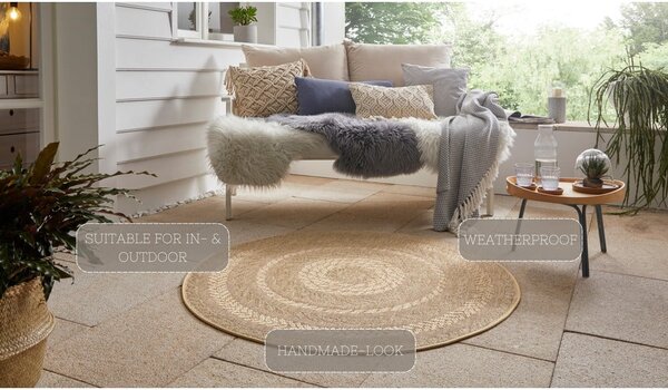 Бежов килим за открито , Ø 160 cm Almendro - NORTHRUGS