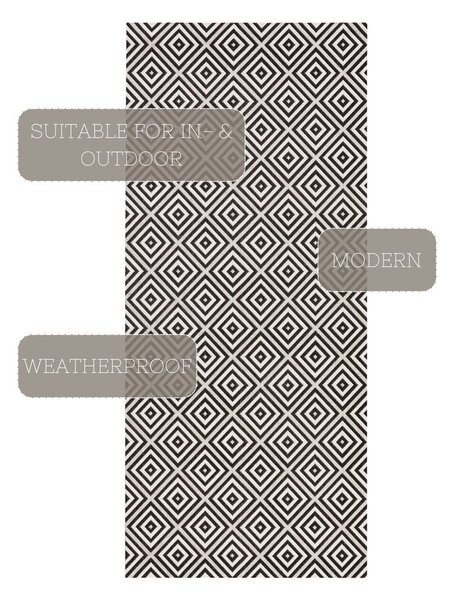 Черно-бял килим за открито , 80 x 200 cm Karo - NORTHRUGS