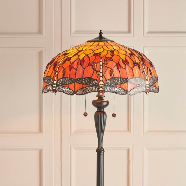 Endon 64070 - Подова лампа Tiffany DRAGONFLY 2xE27/60W/230V диам. 50 см