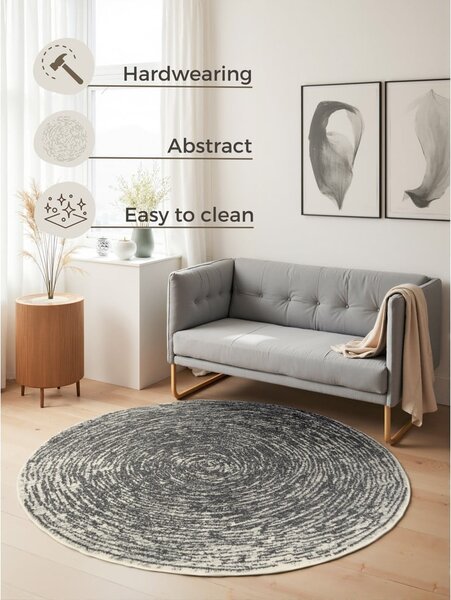 Сиво-кремав кръгъл килим ø 120 cm Gloria Cavallo – Hanse Home