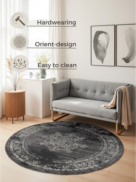 Сив кръгъл килим ø 120 cm Gloria Lydia – Hanse Home