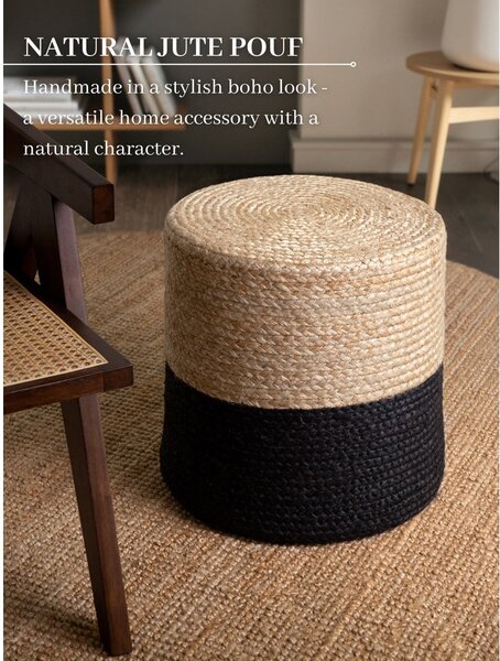 Табуретка в черен и естествен цвят Juta Gold Black – Hanse Home