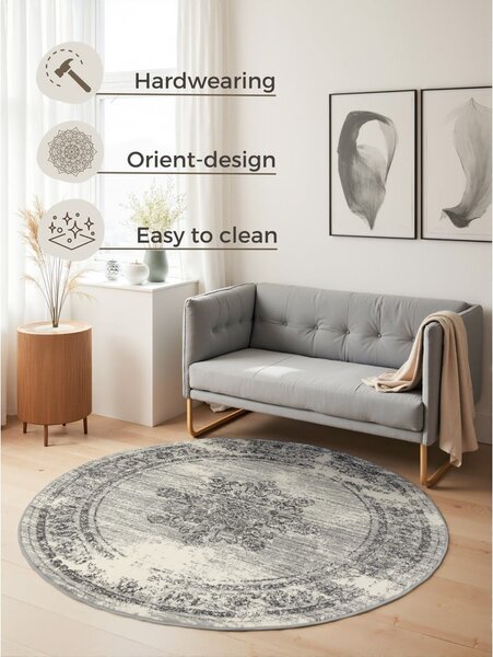 Сиво-кремав кръгъл килим ø 120 cm Gloria Lydia – Hanse Home