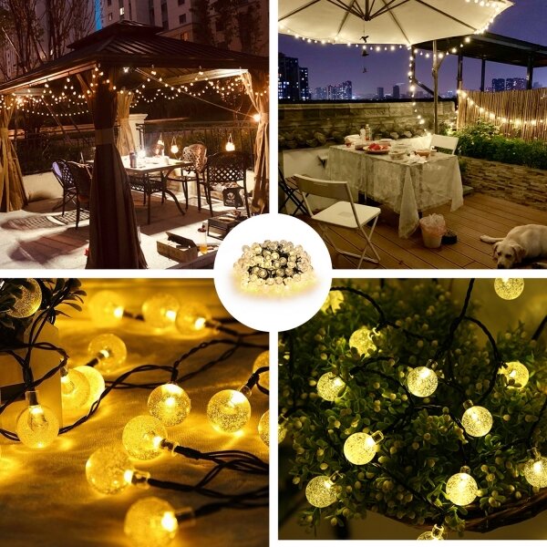 Brilagi - Соларна LED декоративна гирлянда BUBBLE 100×LED / 8 режима, 10 м, IP65, топла бяла светлина