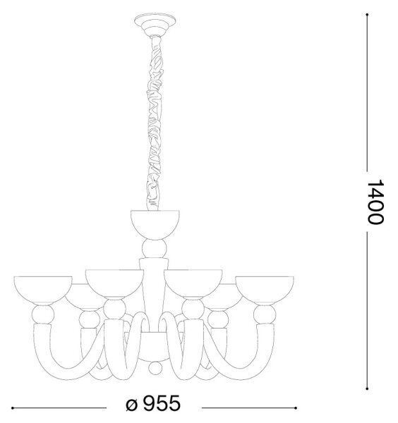 Ideal Lux - Полилей на верига BON BON 8xE14/28W/230V диам. 95,5 см бял